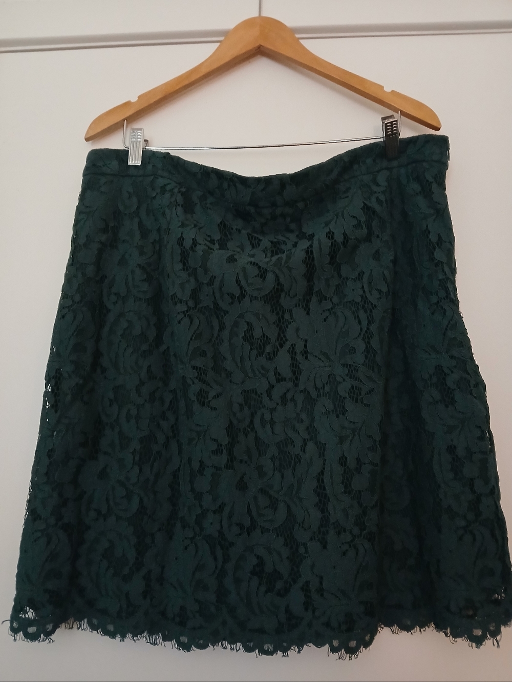 Skies Are Blue Dark Green Lace A-Line Skirt